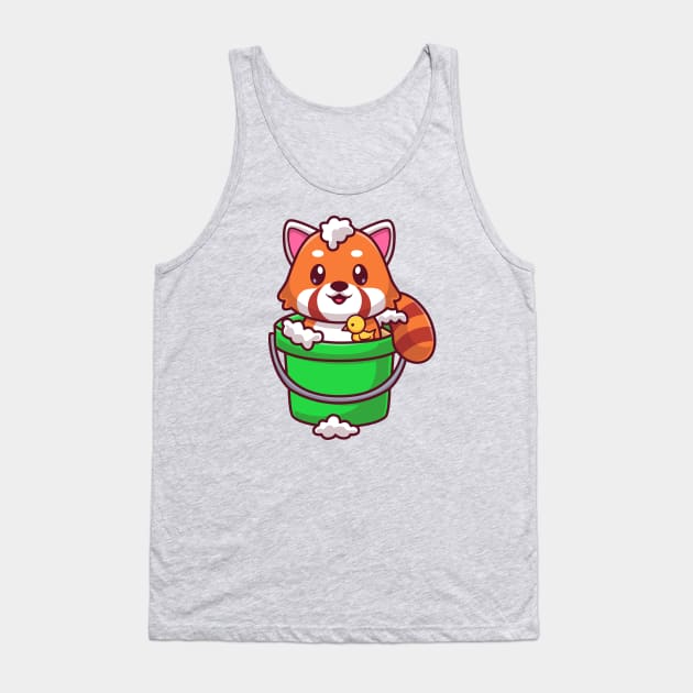 Cute Red Panda Bathing In Bucket Cartoon Tank Top by Catalyst Labs